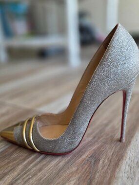 Christian Louboutin Gold & Silver Metallic Leather Shoes Eur. 39